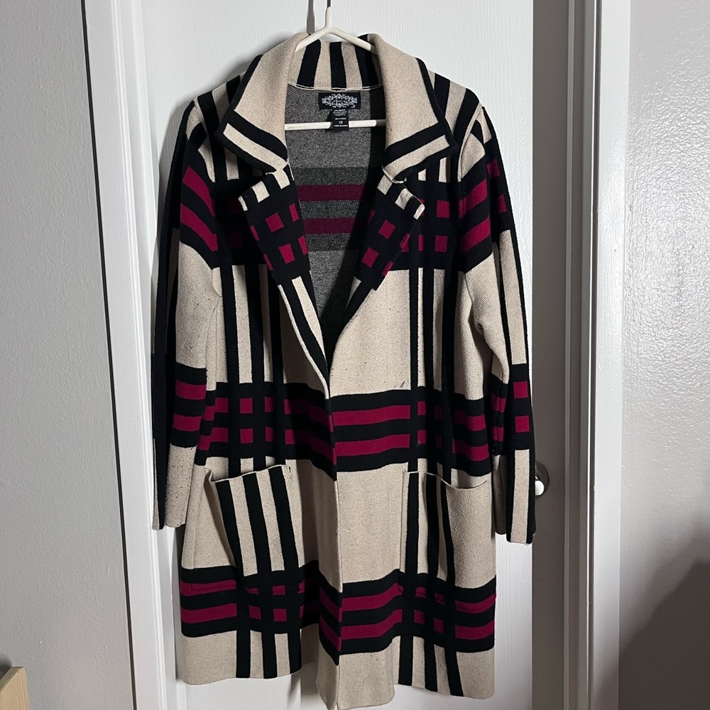 Olivers Cream and Black Cardigan Sweater with Geometric Pattern